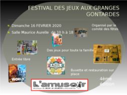 Festival des jeux aux Granges Gontardes dimanche 16 février